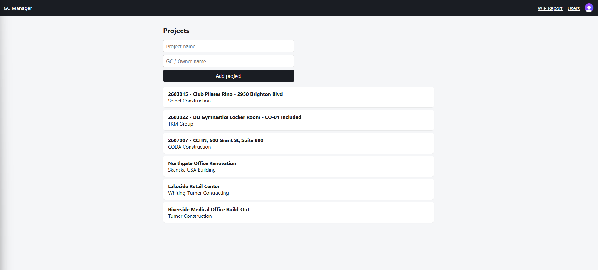 Forge project list
